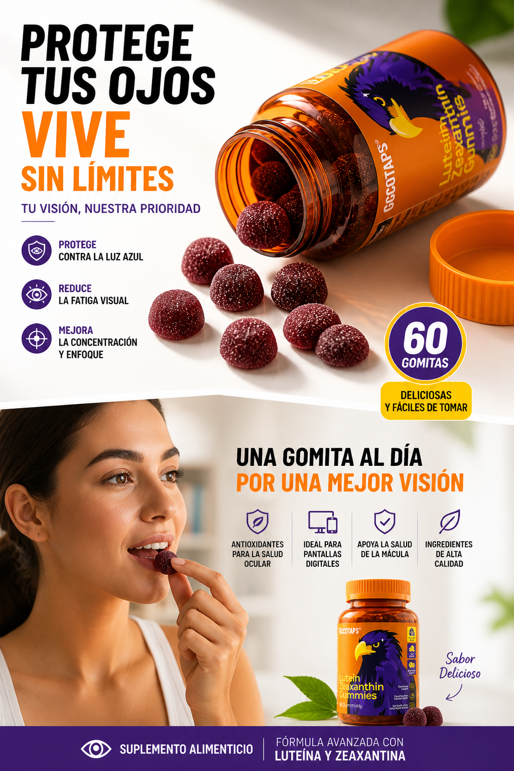 Protege tu Visión y Vive Sin Límites - Gomitas con Luteína y Zeaxantina